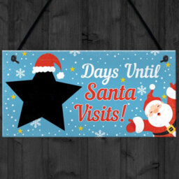 Red Ocean Chalkboard Christmas Santa Countdown Hanging Family Sign Advent Welcome Tree Wall Decoration - thumbnail 4