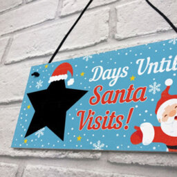 Red Ocean Chalkboard Christmas Santa Countdown Hanging Family Sign Advent Welcome Tree Wall Decoration - thumbnail 7