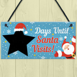Red Ocean Chalkboard Christmas Santa Countdown Hanging Family Sign Advent Welcome Tree Wall Decoration - thumbnail 2