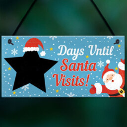 Red Ocean Chalkboard Christmas Santa Countdown Hanging Family Sign Advent Welcome Tree Wall Decoration - thumbnail 5