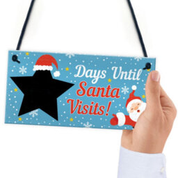 Red Ocean Chalkboard Christmas Santa Countdown Hanging Family Sign Advent Welcome Tree Wall Decoration - thumbnail 6