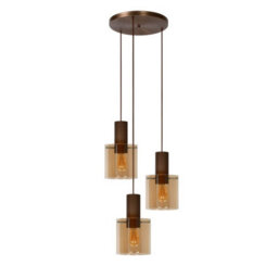 Lucide Toledo Vintage Cluster Pendant Light - 3Xe27 - Amber - thumbnail 3