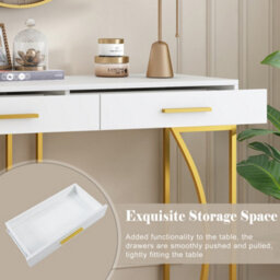 Btm Console Table 110X32X85Cm 2 Drawers Light Luxury Sofa Hallway Side Table White Gold Modern Storage Furniture - thumbnail 6