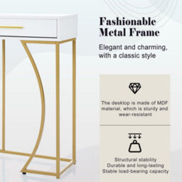 Btm Console Table 110X32X85Cm 2 Drawers Light Luxury Sofa Hallway Side Table White Gold Modern Storage Furniture - thumbnail 5
