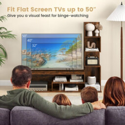 "Costway Cube Tv Stand For Tvs Up To 50"" Media Console Table With Shelves-Coffee" - thumbnail 4