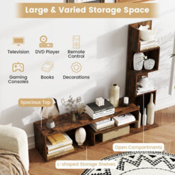 "Costway Cube Tv Stand For Tvs Up To 50"" Media Console Table With Shelves-Coffee" - thumbnail 5