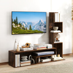 "Costway Cube Tv Stand For Tvs Up To 50"" Media Console Table With Shelves-Coffee"