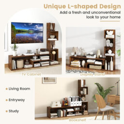 "Costway Cube Tv Stand For Tvs Up To 50"" Media Console Table With Shelves-Coffee" - thumbnail 6