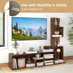 "Costway Cube Tv Stand For Tvs Up To 50"" Media Console Table With Shelves-Coffee" - thumbnail 3