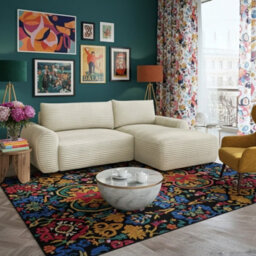 Bello L Shape Sofa Bed With Bedding Storage Contoured Cushions Modern Living Room Corner Settee Furnipol Cream Right