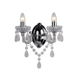First Choice Lighting Set Of 2 Clear And Chrome Marie Therese Style 2 X 40W Wall Light - thumbnail 2