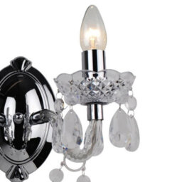 First Choice Lighting Set Of 2 Clear And Chrome Marie Therese Style 2 X 40W Wall Light - thumbnail 5