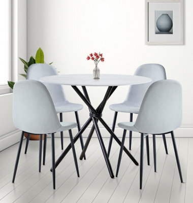 Hallowood Furniture Cullompton Small Round Dining Table (0.9M) With 4 Chairs (Cha502-Sgy) - image 1