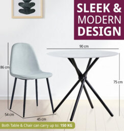 Hallowood Furniture Cullompton Small Round Dining Table (0.9M) With 4 Chairs (Cha502-Sgy) - thumbnail 3