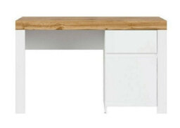 Impact Furniture 130Cm Desk With Drawer Storage Cupboard Wide Oak Effect Top Study Home Office Computer Table White Gloss Scandi Holten - thumbnail 1