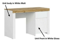Impact Furniture 130Cm Desk With Drawer Storage Cupboard Wide Oak Effect Top Study Home Office Computer Table White Gloss Scandi Holten - thumbnail 5