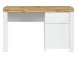 Impact Furniture 130Cm Desk With Drawer Storage Cupboard Wide Oak Effect Top Study Home Office Computer Table White Gloss Scandi Holten - thumbnail 6