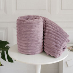 Homes & Linen Chunky Ribbed Cord Faux Fur Velvet Touch Sofa Bed Throwover Soft Touch Blanket Blush Pink (200 X 240Cm) - thumbnail 1