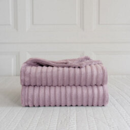 Homes & Linen Chunky Ribbed Cord Faux Fur Velvet Touch Sofa Bed Throwover Soft Touch Blanket Blush Pink (200 X 240Cm) - thumbnail 2
