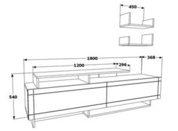 Decorotika Tamy Tv Stand Tv Cabinet Tv Unit With Two Cabinets And Wall Mounted Shelves White Walnut Anthracite - thumbnail 4