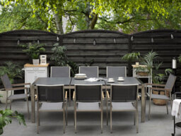 Beliani Garden Dining Set 8 Seater Grosseto Triple Plate Granite Flamed Black - thumbnail 2
