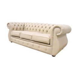 Chesterfield Original 3 Seater Sofa Shelly Stone Leather In Kimberley Style - thumbnail 3