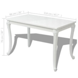 Berkfield Sturdy Dining Table 116X66X76 Cm High Gloss White - thumbnail 5