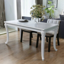 Berkfield Sturdy Dining Table 116X66X76 Cm High Gloss White - thumbnail 2
