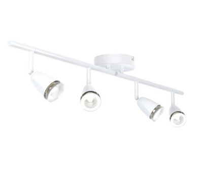 National Lighting Led Celing Lights Rotatable, 4 Way Ceiling Spolights, Gloss White Finish, For Living Room, Kitchen, Bedroom, Gu