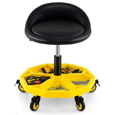 Costway Rolling Garage Stool 54-67 Cm Height Mechanic Stool 5-Wheel Pneumatic Creeper Seat - image 1
