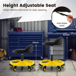Costway Rolling Garage Stool 54-67 Cm Height Mechanic Stool 5-Wheel Pneumatic Creeper Seat - thumbnail 6