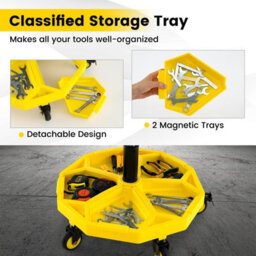 Costway Rolling Garage Stool 54-67 Cm Height Mechanic Stool 5-Wheel Pneumatic Creeper Seat - thumbnail 4