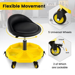Costway Rolling Garage Stool 54-67 Cm Height Mechanic Stool 5-Wheel Pneumatic Creeper Seat - thumbnail 8