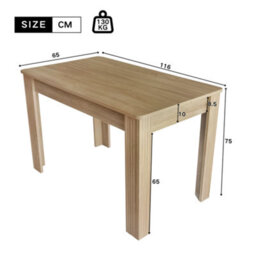 Btm 4 Seater Mdf Rectangle Dining Table, Modern Kitchen Café Table, Small Coffee Table, Oak Colored - thumbnail 4