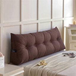 Living And Home Brown Cotton And Linen Triangular Tatami Headboard Cushion/pillow, 150Cm W X 20Cm D X 50Cm H - thumbnail 2