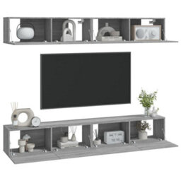 Berkfield Wall Tv Cabinets 4 Pcs Grey Sonoma 100X30X30 Cm - thumbnail 3