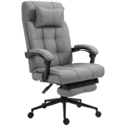 Vinsetto Ergonomic Office Chair, Recliner Chair With Head Pillow Light Grey - thumbnail 2