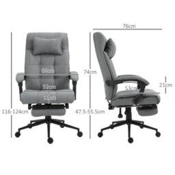 Vinsetto Ergonomic Office Chair, Recliner Chair With Head Pillow Light Grey - thumbnail 3
