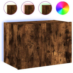Walplus Tv Wall Cabinet With Led Lights Smoked Oak 60X35X41 Cm - thumbnail 2