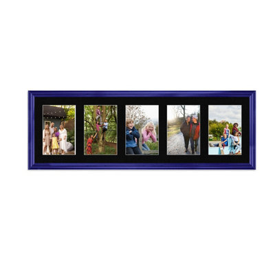 AK Frames 26X8 Purple Classic Multi Photo Frame With Black Mount - Holds 5 Apertures (5X) 6X4 Photos - image 1