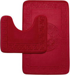 Gc Gaveno Cavailia Greek 2 Piece Bath Mat Red Quick Dry Super Water Aborbent Non Slip Toilet Padestal Mat Set