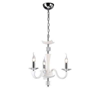 Luminosa Lighting Luminosa Nardini Pendant 3 Light E14 Polished Chrome/white Faux Leather/crystal - image 1