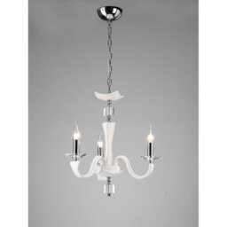 Luminosa Lighting Luminosa Nardini Pendant 3 Light E14 Polished Chrome/white Faux Leather/crystal - thumbnail 2
