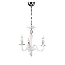 Luminosa Lighting Luminosa Nardini Pendant 3 Light E14 Polished Chrome/white Faux Leather/crystal