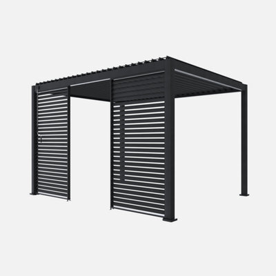 Sweeek. 130Cm Aluminium Shutters For Triomphe Louvered Pergola Shutter Anthracite 123X6X238 Cm - image 1