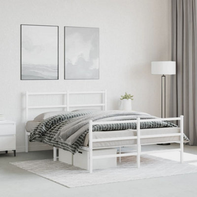 Berkfield Metal Bed Frame Without Mattress With Footboard White 140X190Cm - image 1