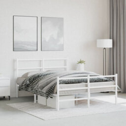Berkfield Metal Bed Frame Without Mattress With Footboard White 140X190Cm - thumbnail 1