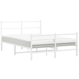 Berkfield Metal Bed Frame Without Mattress With Footboard White 140X190Cm - thumbnail 4