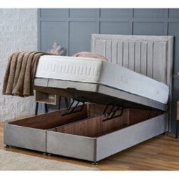 Bsspoke Steel Plush Ottoman Divan Bed With Orthopaedic Mattress 54Inch Headboard End Lift Up Storage Solid Divan Base In All Sizes - thumbnail 3
