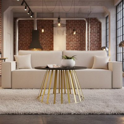 Mokod Modern Coffee Table With Gold Metal Legs Black - image 1